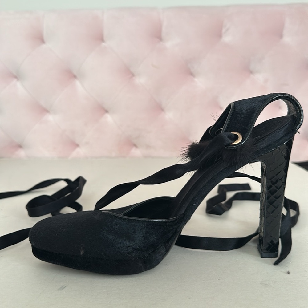 Tom Ford Gucci Mink Python Velvet Heels 7 NWT - Picture 6 of 15